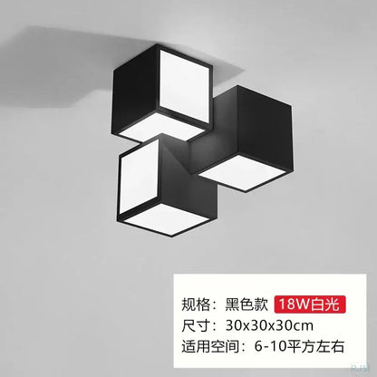 Modern black & white acrylic led ceiling light bedroom cube design