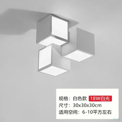 Modern black & white acrylic led ceiling light bedroom cube design