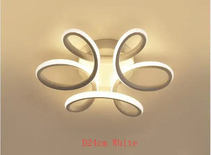 Modern black & white acrylic led ceiling light bedroom swirl design