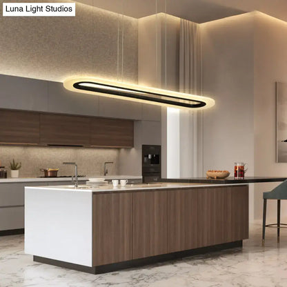 Modern black & white acrylic oblong light fixture kitchen pendant