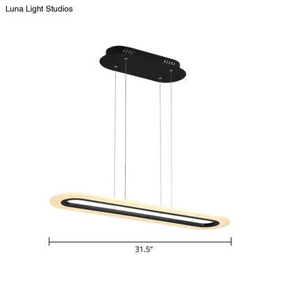 Modern black & white acrylic oblong light fixture kitchen pendant