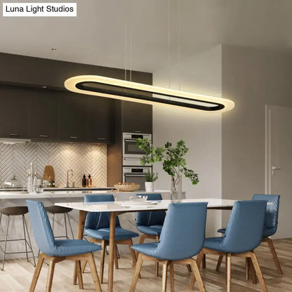 Modern black & white acrylic oblong light fixture kitchen pendant