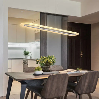 Modern black & white acrylic oblong light fixture kitchen pendant