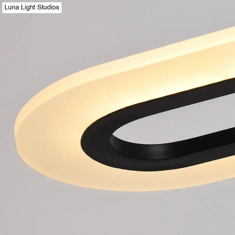 Modern black & white acrylic oblong light fixture kitchen pendant