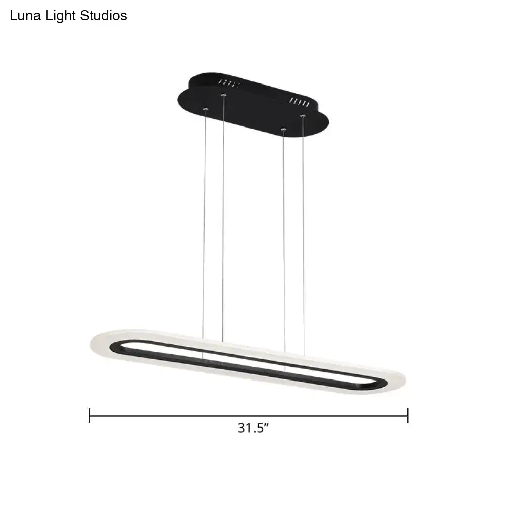 Modern black & white acrylic oblong light fixture kitchen pendant