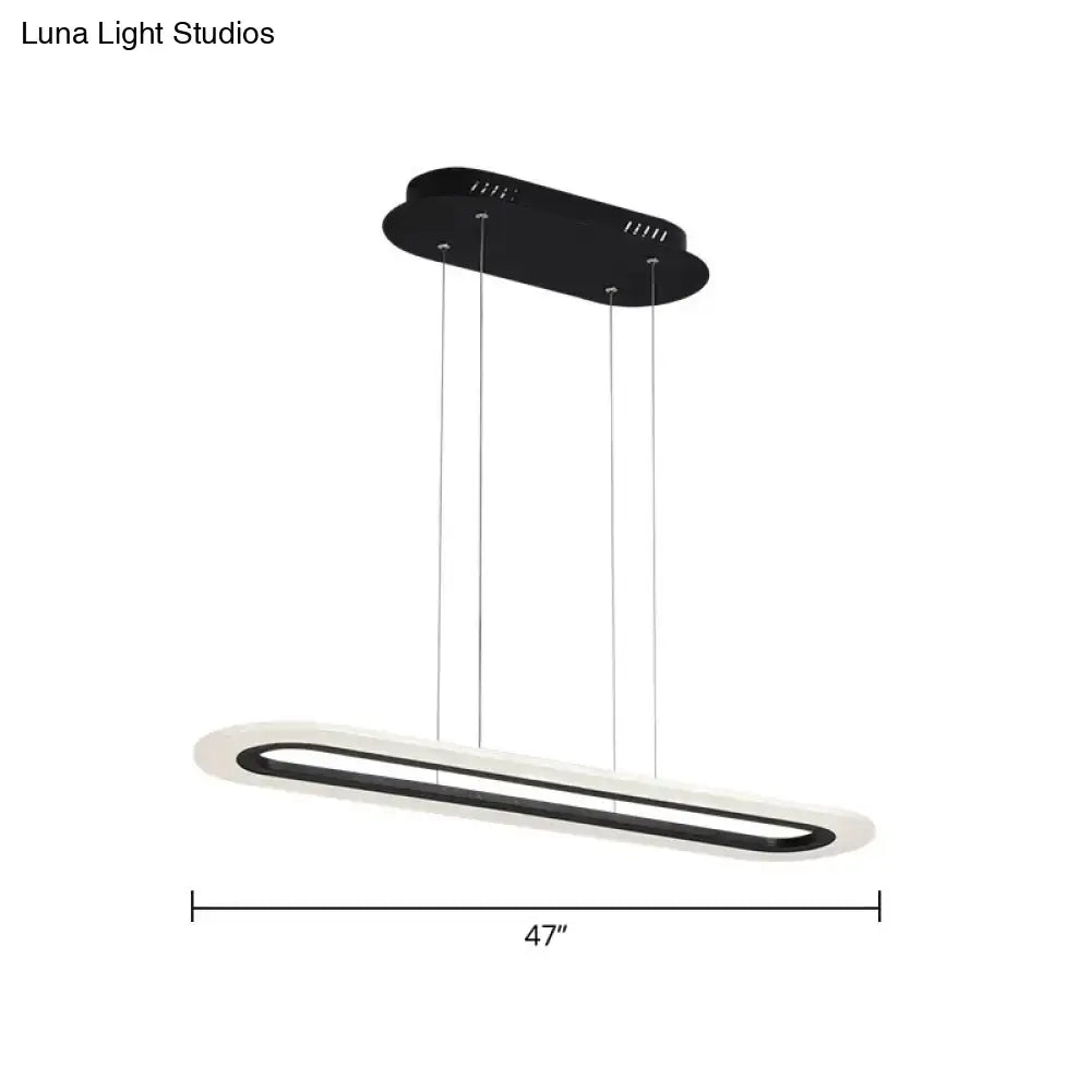 Modern black & white acrylic oblong light fixture kitchen pendant