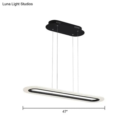 Modern black & white acrylic oblong light fixture kitchen pendant