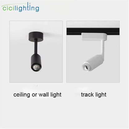 Modern black & white adjustable beam angle track spotlight shop light