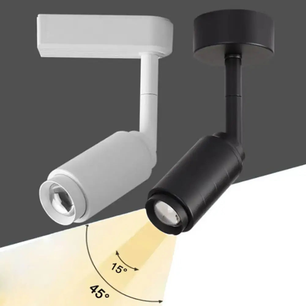 Modern black & white adjustable beam angle track spotlight shop light