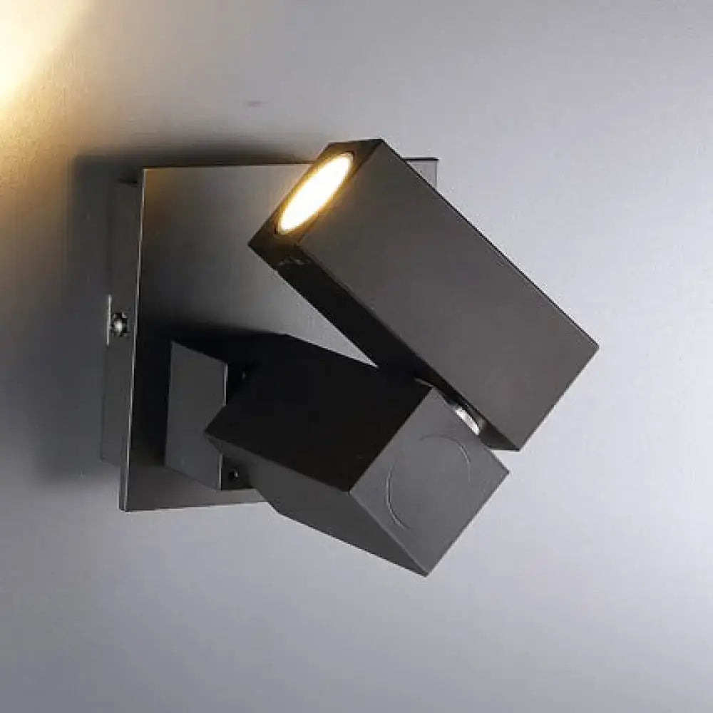 Modern black & white adjustable cube shade wall light living room