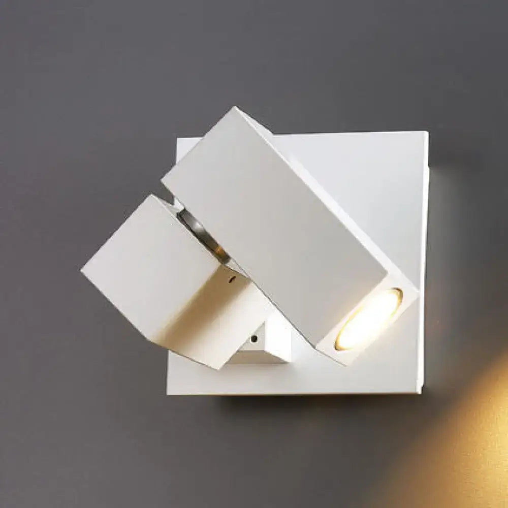 Modern black & white adjustable cube shade wall light living room
