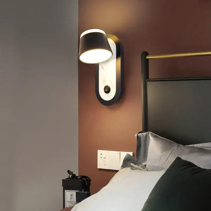Modern black & white adjustable wall lamp bedroom led light