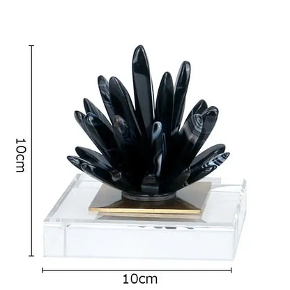 Modern black & white agate flower crystal art – living room decor