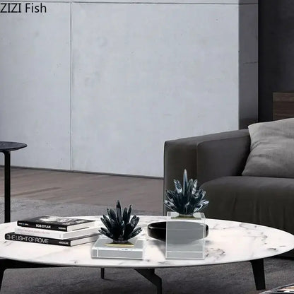 Modern black & white agate flower crystal art – living room decor