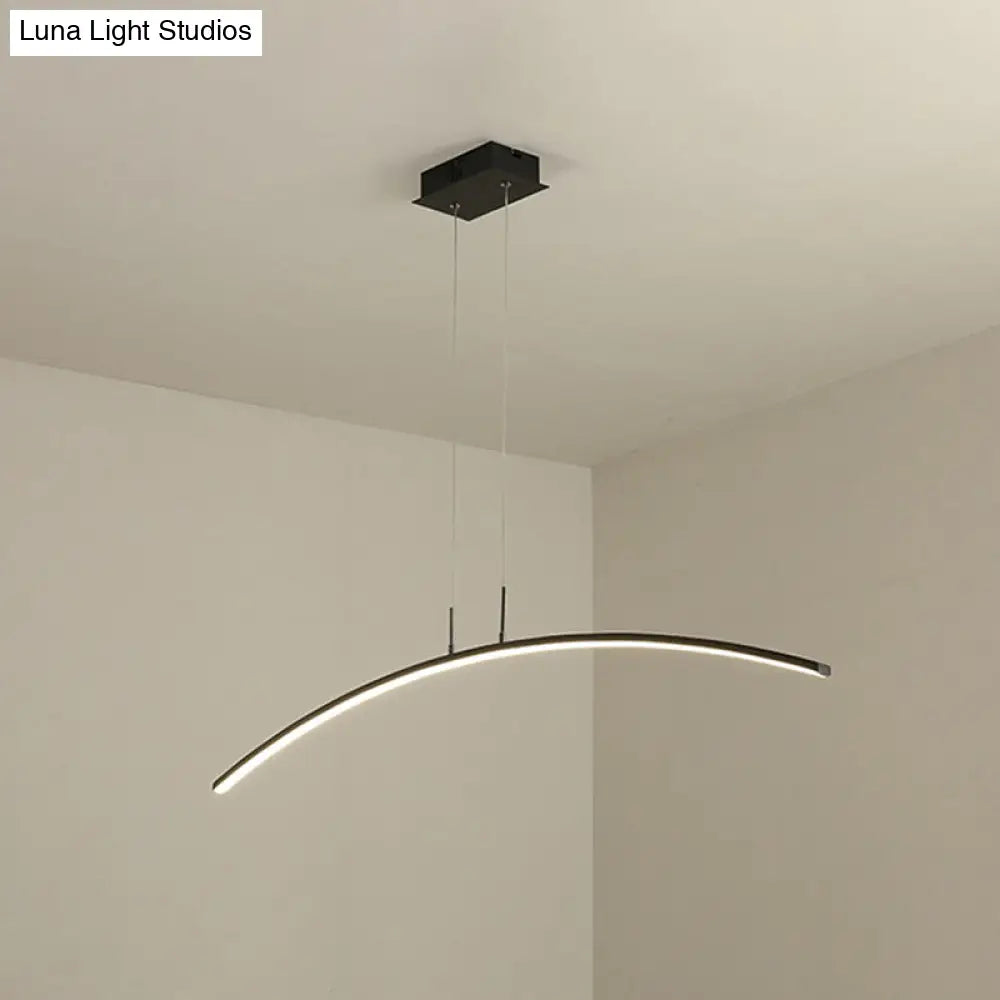 DecorBites™ Modern Black/White Arched Pendant Light with Acrylic LED and Warm/White Glow