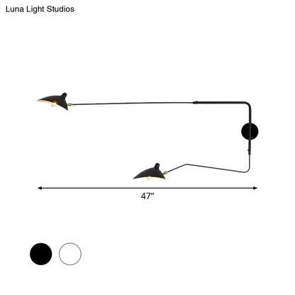Modern black & white articulated wall sconce living room light fixture