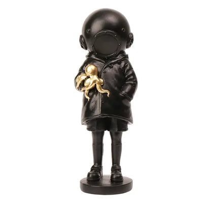 Modern black & white astronaut diver sculpture ornament office decor