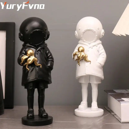 Modern black & white astronaut diver sculpture ornament office decor