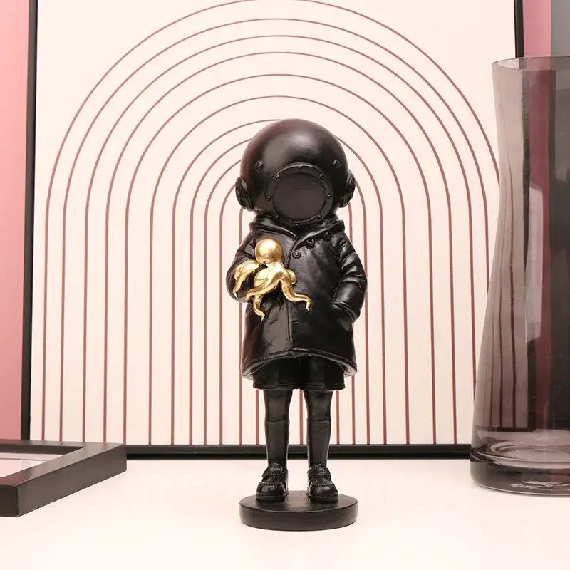 Modern black & white astronaut diver sculpture ornament office decor