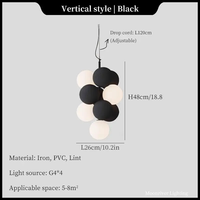Modern black & white ball led ceiling chandelier kitchen pendant light