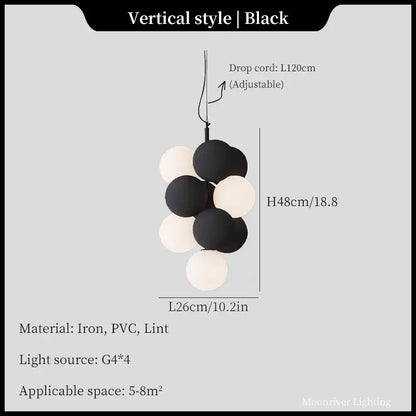 Modern black & white ball led ceiling chandelier kitchen pendant light