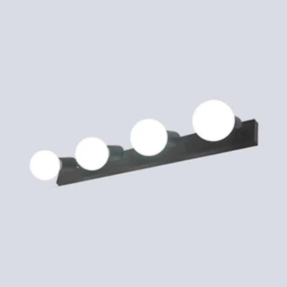 Modern black & white bedroom vanity light with exposed bulbs
