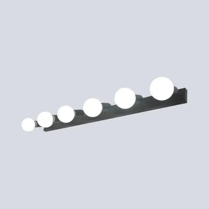 Modern black & white bedroom vanity light with exposed bulbs