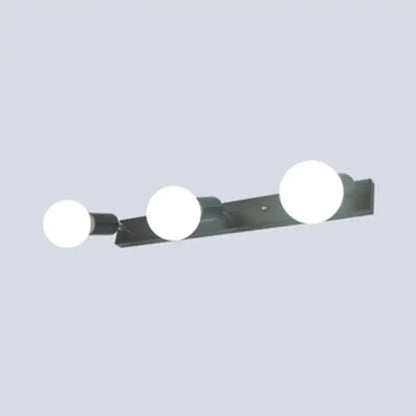 Modern black & white bedroom vanity light with exposed bulbs
