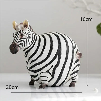 Modern black & white big belly zebra resin sculpture living room set