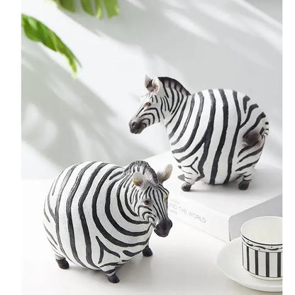 Modern black & white big belly zebra resin sculpture living room set