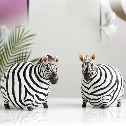 Modern black & white big belly zebra resin sculpture living room set