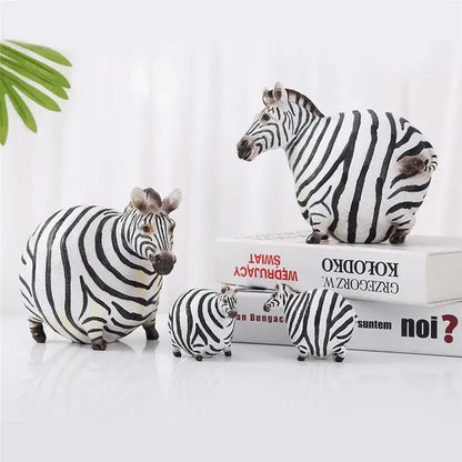 Modern black & white big belly zebra resin sculpture living room set