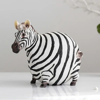 Modern black & white big belly zebra resin sculpture living room set
