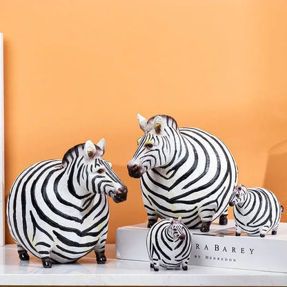 Modern black & white big belly zebra resin sculpture living room set