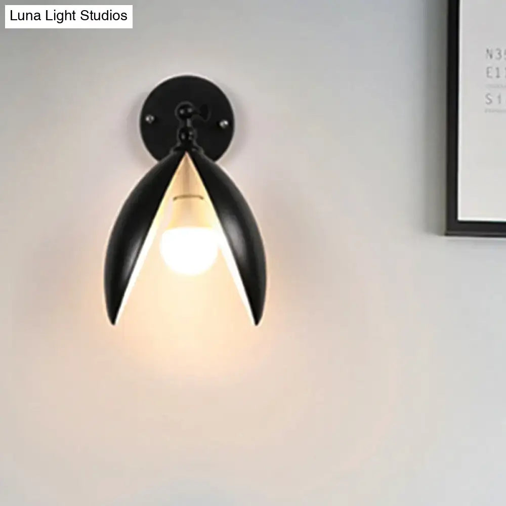 Modern black & white blooming bud wall light living room sconce
