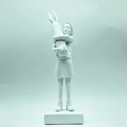 Modern black & white bomb hugger girl resin statue living room decor