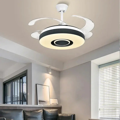 Modern black & white ceiling fan chandelier – living room led light