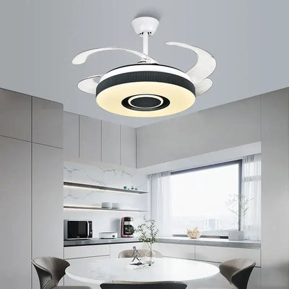 Modern black & white ceiling fan chandelier – living room led light
