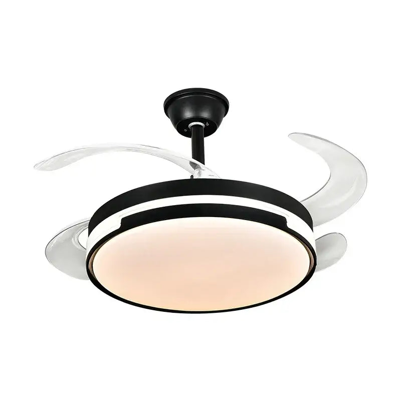 Modern black & white ceiling fan with retractable blades bedroom light