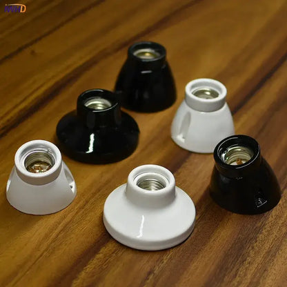 Modern black & white ceramic e27 lamp bulb holder for living room