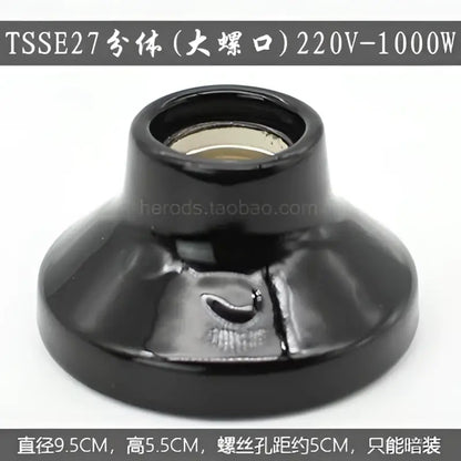 Modern black & white ceramic e27 lamp bulb holder for living room