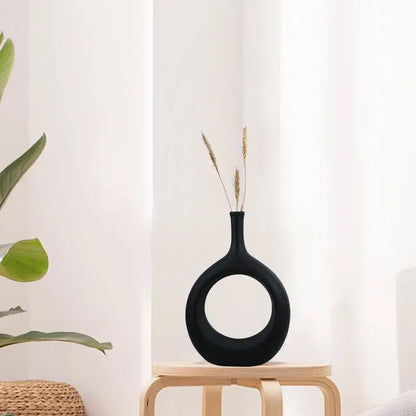 Modern black & white ceramic vase set living room decor