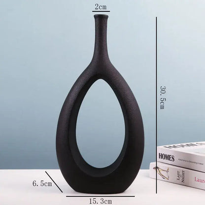 Modern black & white ceramic vase set living room decor