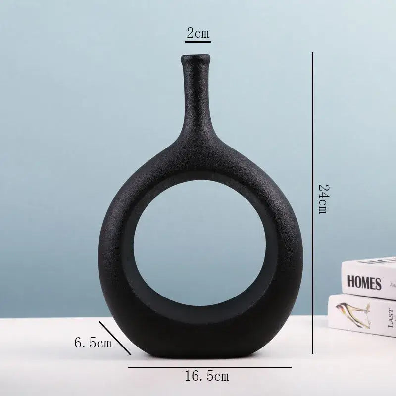 Modern black & white ceramic vase set living room decor