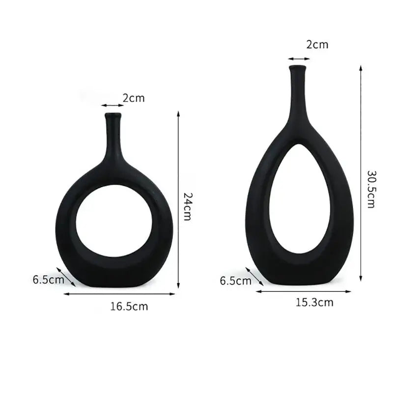 Modern black & white ceramic vase set living room decor