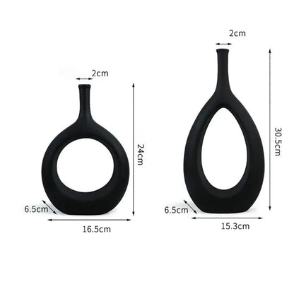 Modern black & white ceramic vase set living room decor