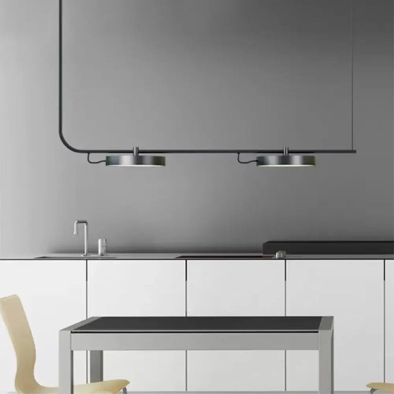 DecorBites™ Modern Black/White Chandelier with Drum Shade - 2/3 Lights - Island Lighting for Dining Room