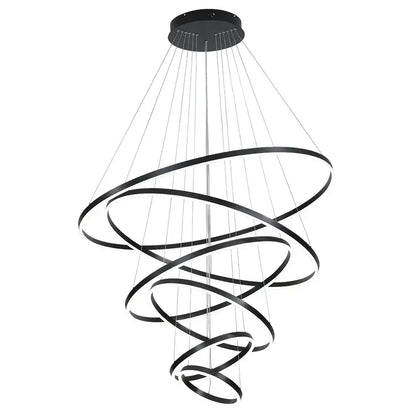 Modern black & white circle ring art chandelier staircase light