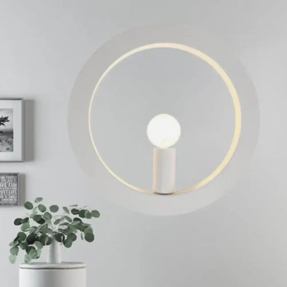 Modern black & white circle wall light bedroom sconce