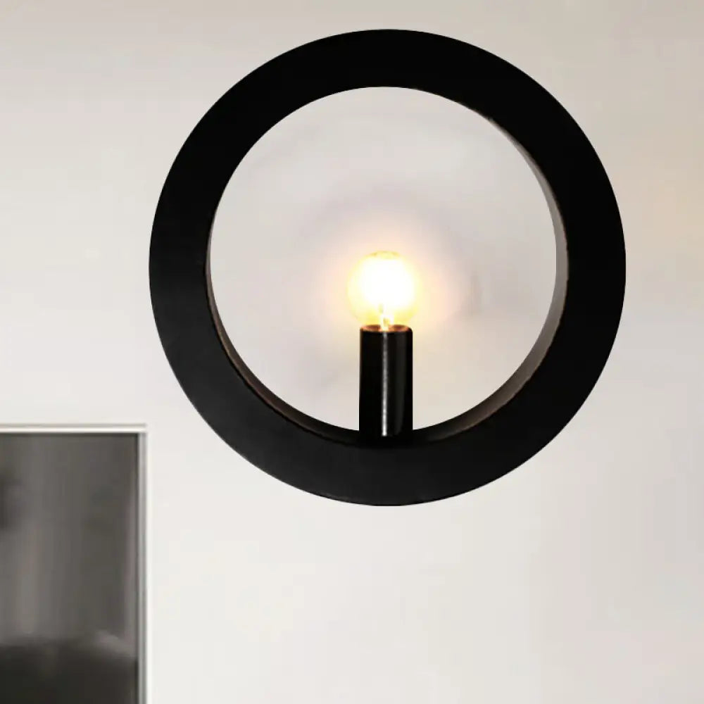 DecorBites™ Modern Black/White Circle Wall Light - Simple Metallic 1 Light Wall Lamp for Bedroom and Hallway